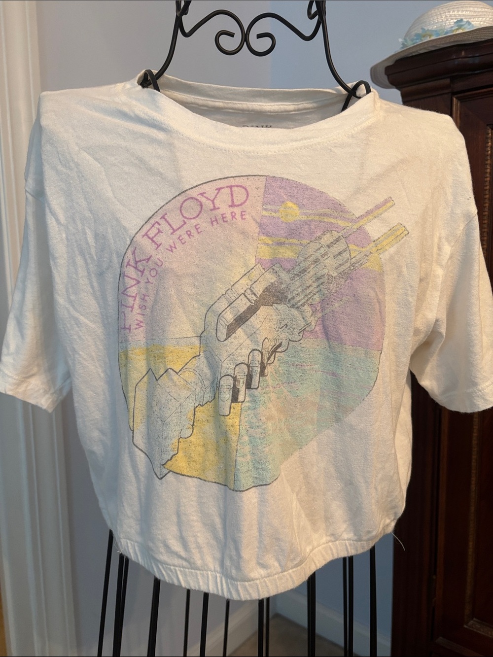 Pink Floyd White Tee with Pastel Multicolor Graphic